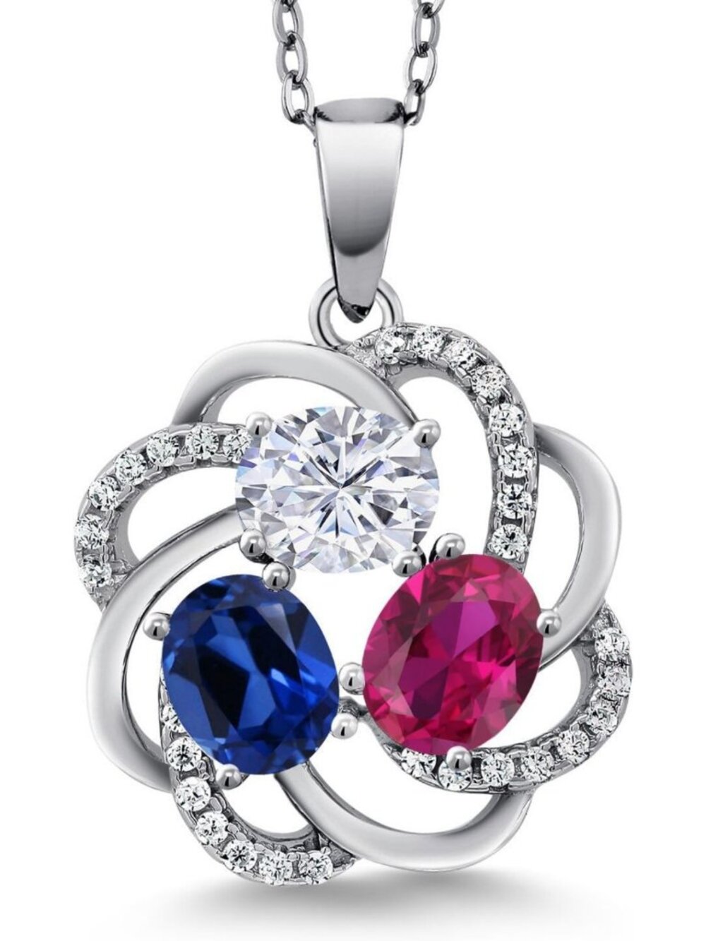 Personalized 3 Oval Birthstone Necklace for Moms | Custom Gemstone Jewelry